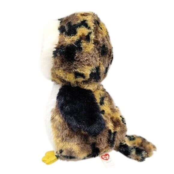 Ty Beanie Boos Owliver Owl Plush Brown White 10" Yellow Glitter Eyes Beak 2014 - Picture 3 of 11